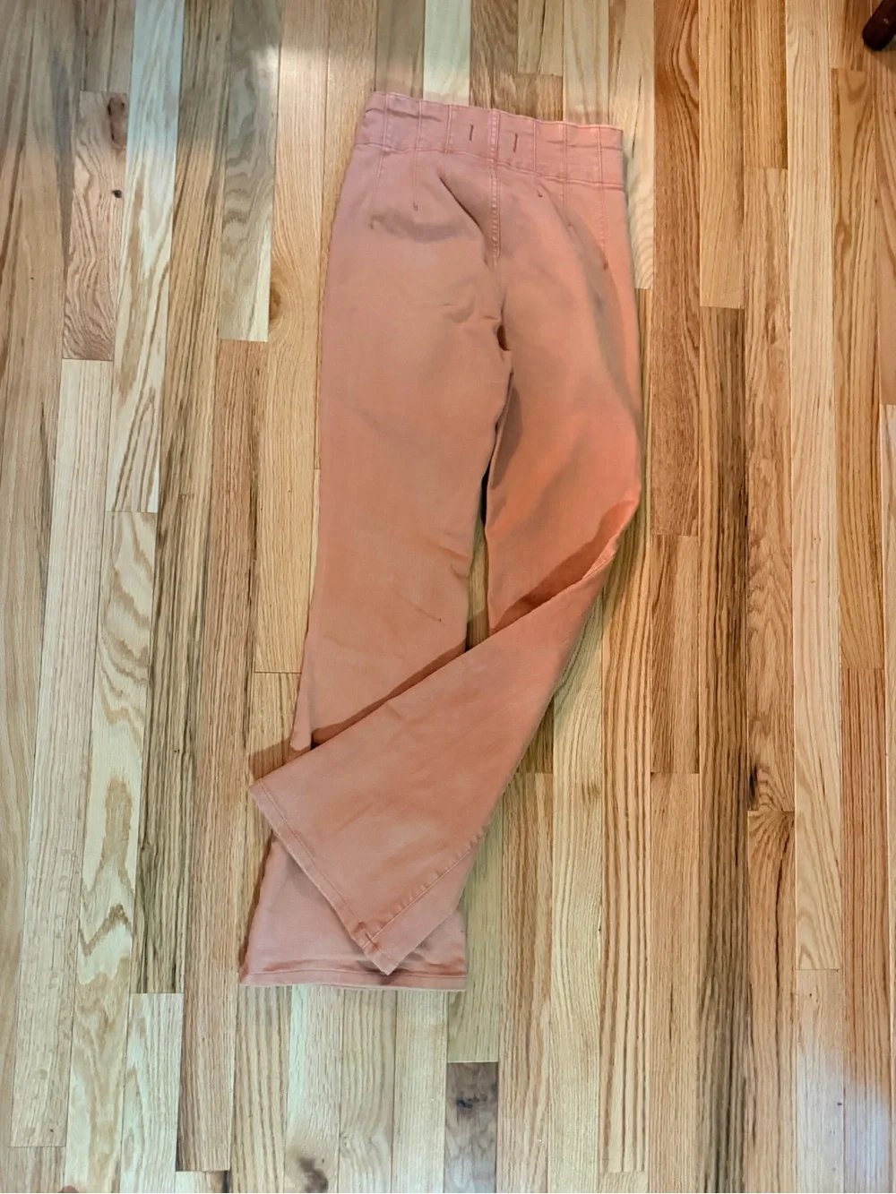 Free People Blush Peach High-Waist Flare Jeans
